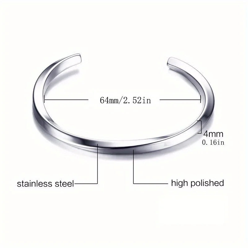 Twisted Stainless Steel Men’s Bangle – Retro Woven Adjustable Bracelet