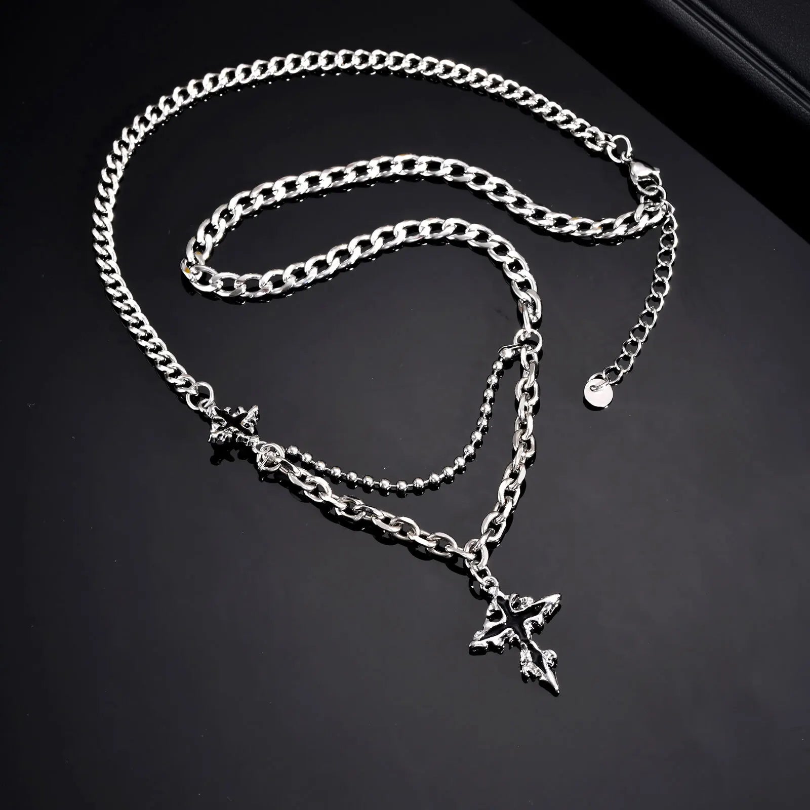 Fused Cross Star Necklace – Trendy Pendant for Men