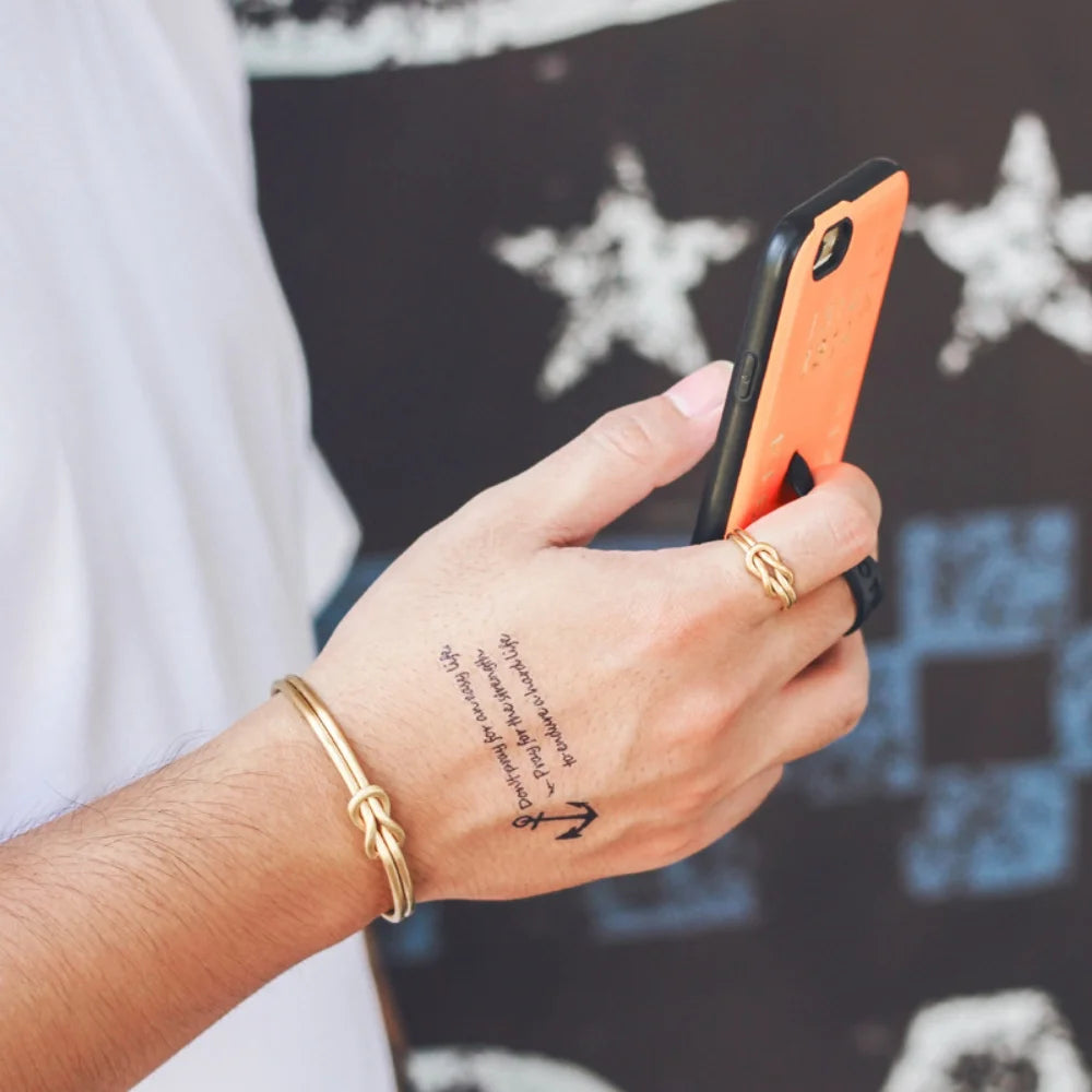 Stainless Steel Knot Bangle – Minimal Open Bracelet for Men