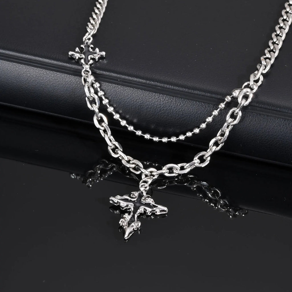 Fused Cross Star Necklace – Trendy Pendant for Men