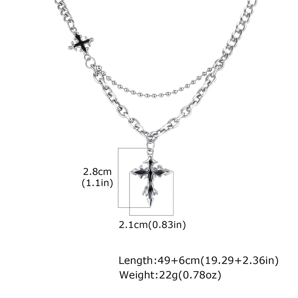 Fused Cross Star Necklace – Trendy Pendant for Men