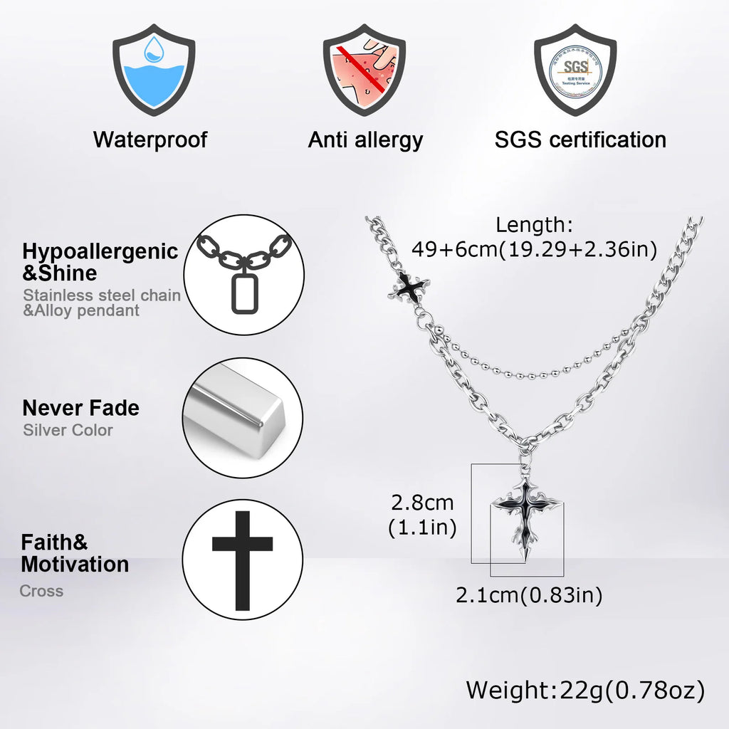 Fused Cross Star Necklace – Trendy Pendant for Men